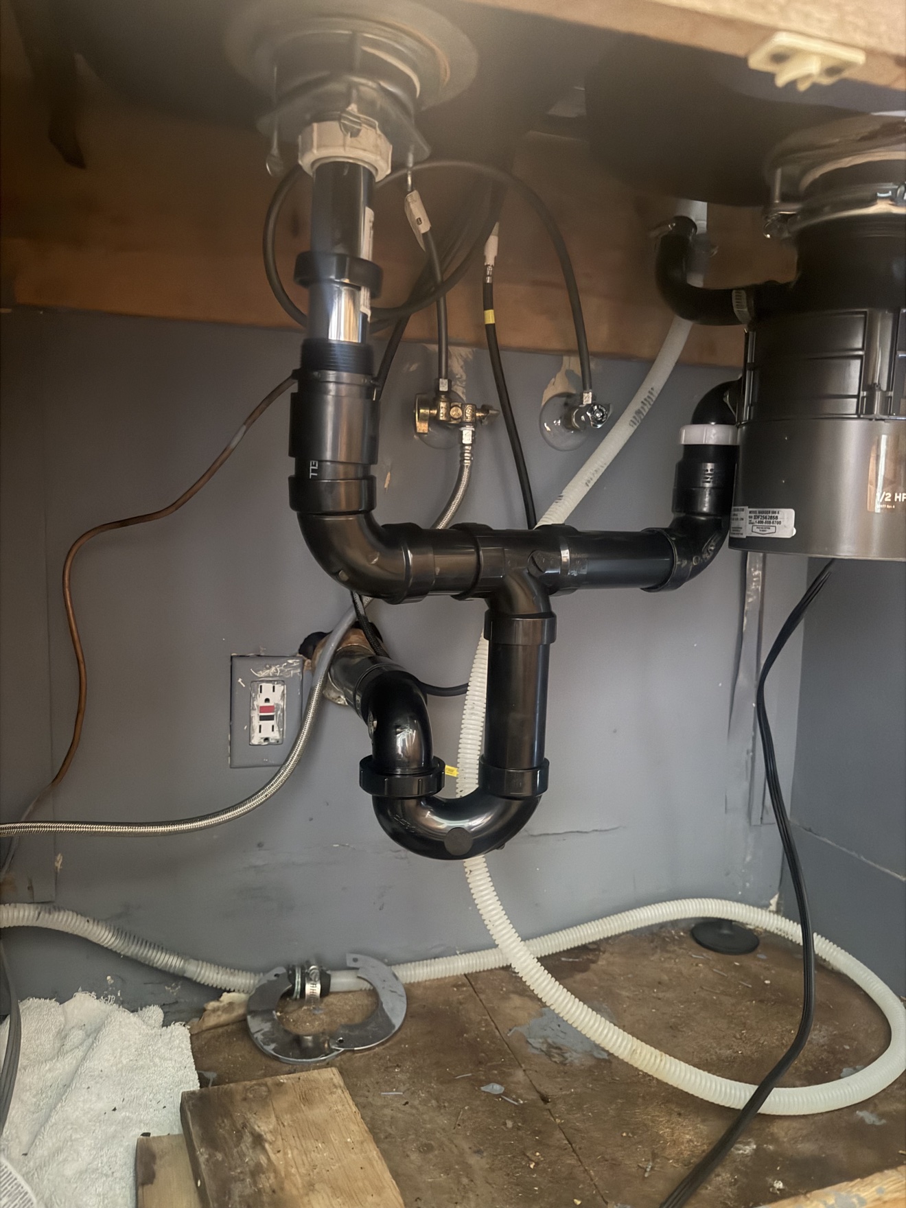 Finished under-sink plumbing installation