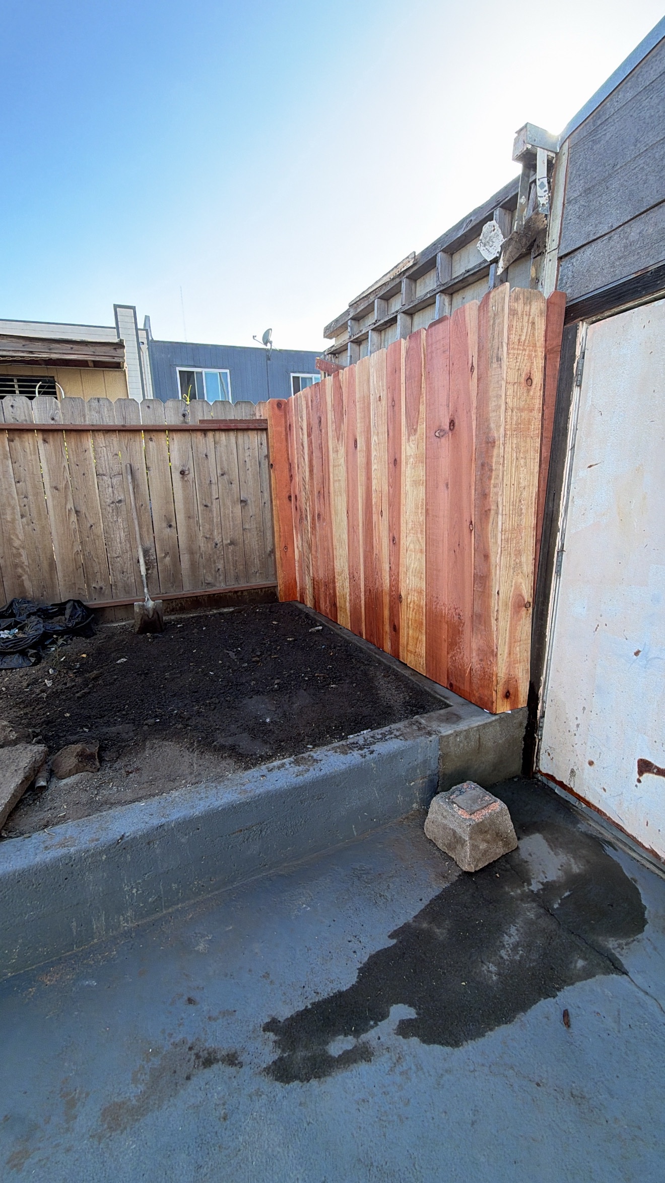 New wood fence installation